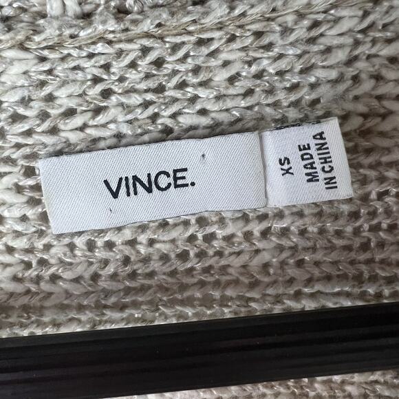 Vince Knit Sweater XS Beige Crew Neck Linen Blend Oatmeal Minimalist - Picture 4 of 7